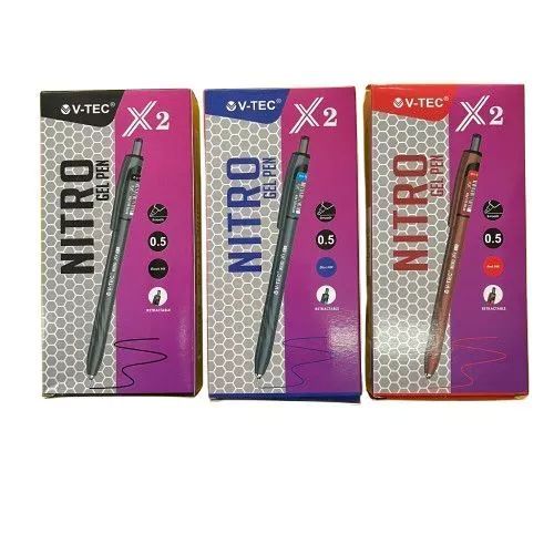 

V-TEC Ballpoint Gel Nitro X2 0.5mm – Pulpen Gel Isi 12 Pcs (Hitam/Biru/Merah) Harga Grosir Bisa Cod
