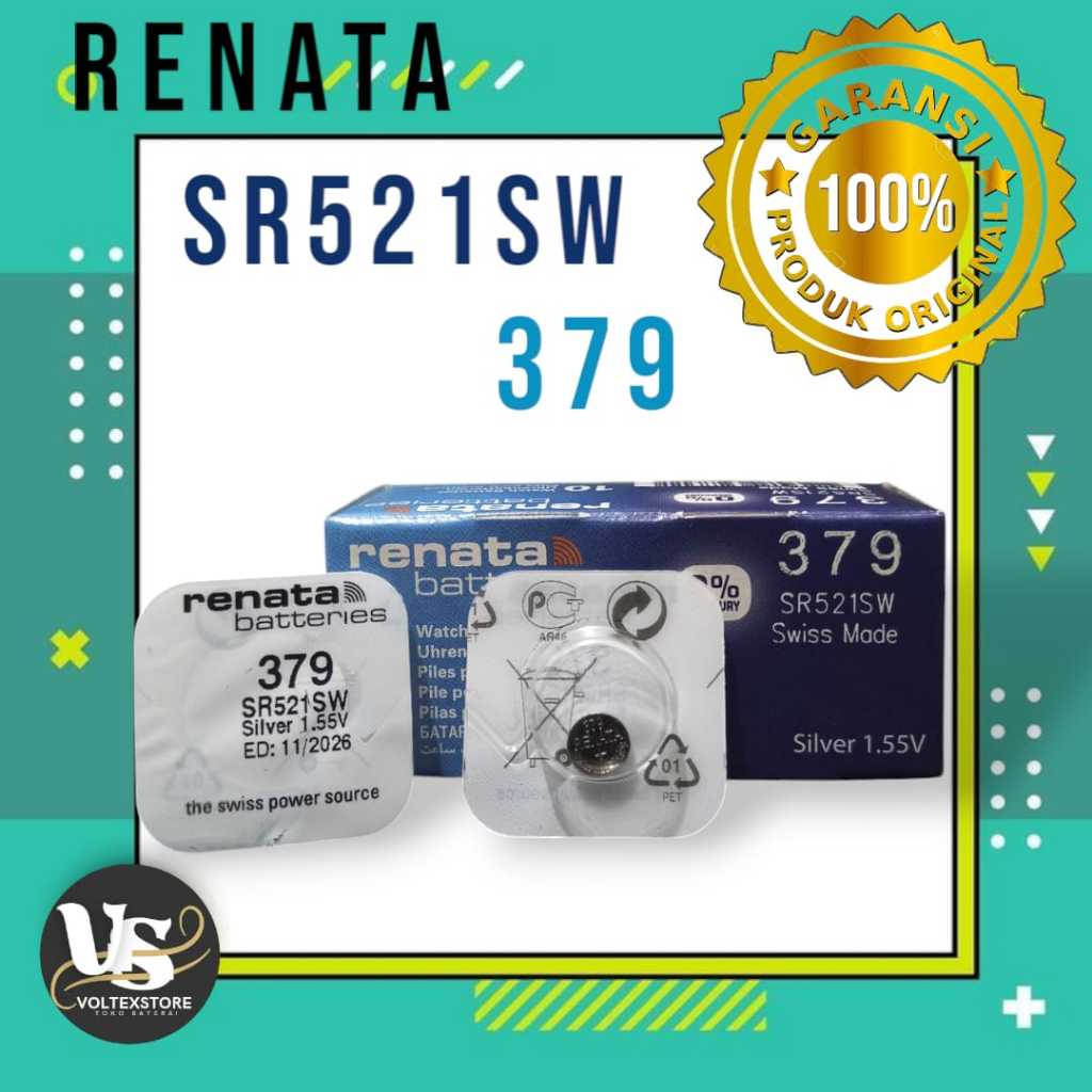 Baterai Renata 379 SR521SW Original Batre Jam Tangan 521 SR521 L521F LR521 Silver Oxide 1.55V