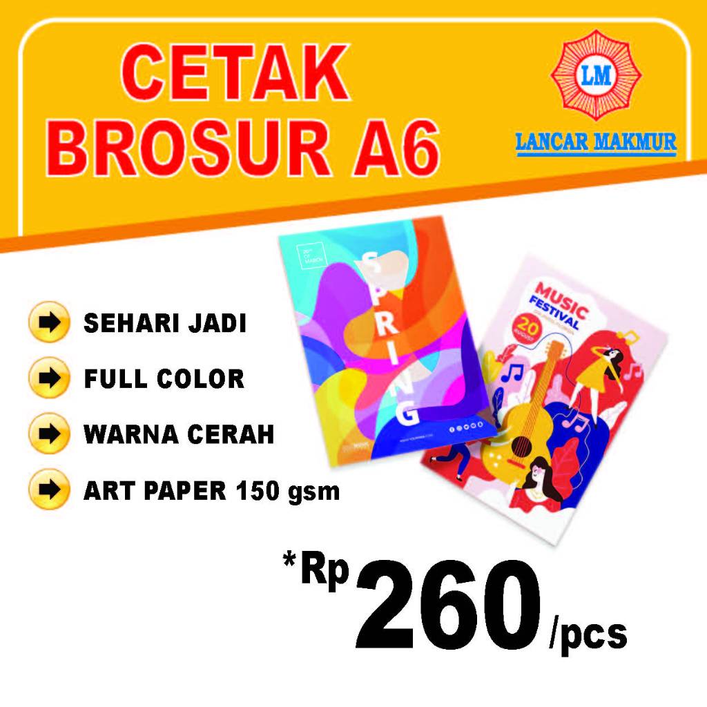 

Cetak Brosur A6 Custom | Art Paper 150gsm | Full Color | Sehari Jadi | Lancar Makmur | Harga Grosir