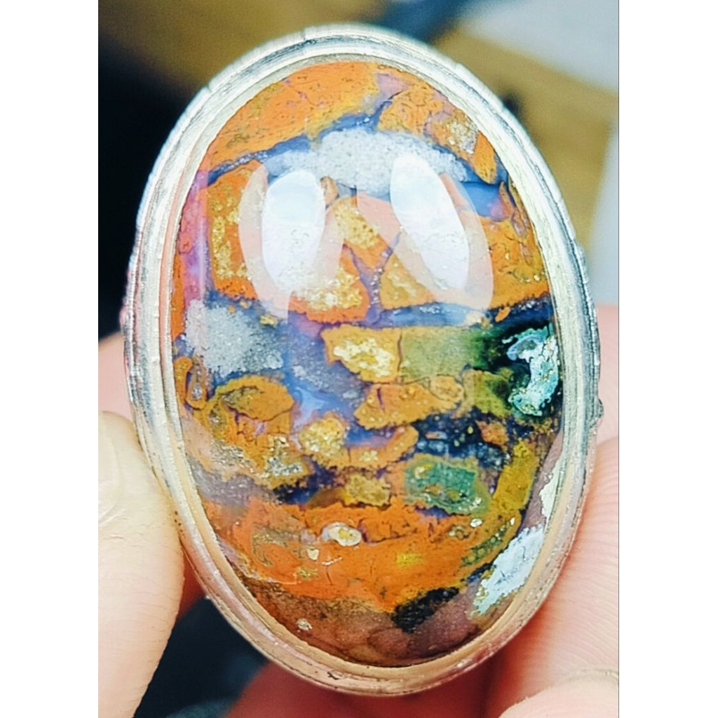 CINCIN BATU AKIK PANCAWARNA MULTI ASLI ALAM NATURAL