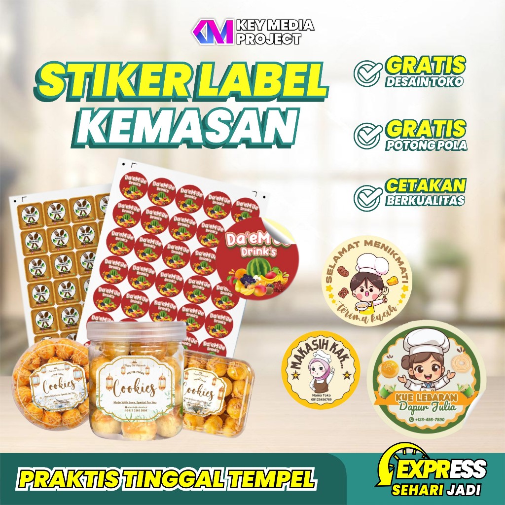 

Cetak Stiker Chromo / Stiker Label / Glossy / Doff / Chromo A3+ Cutting Kiss Cut / Die Cut