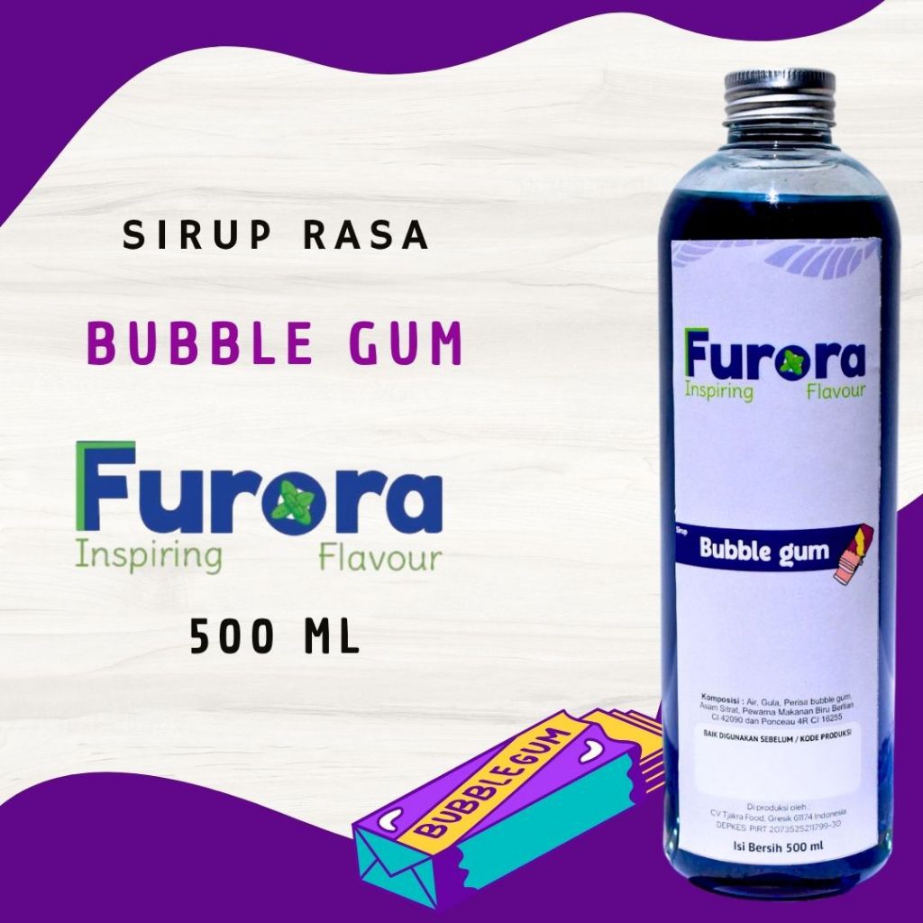 

Sirup Bubble Gum 500 ml - Furora Syrup l Sirup Cafe l Permen Karet