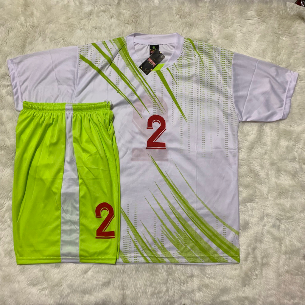 Kaos Team Bola isi 18stel Size L Putih-Lime