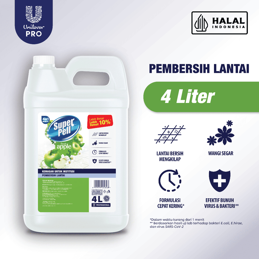 Superpell Professional Green Apple Cairan Pembersih Lantai Jerigen 4L 4000mL Untuk Horeka NO STIKER 