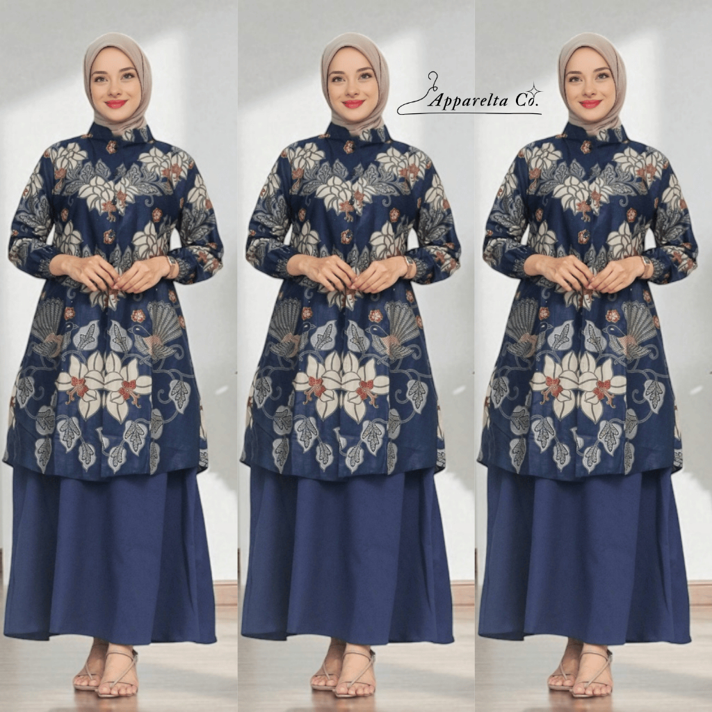 Gamis Muslim Batik / Dress Wanita Modern / Gamis Lengan Panjang Premium Katun Elegan Jumbo Kondangan