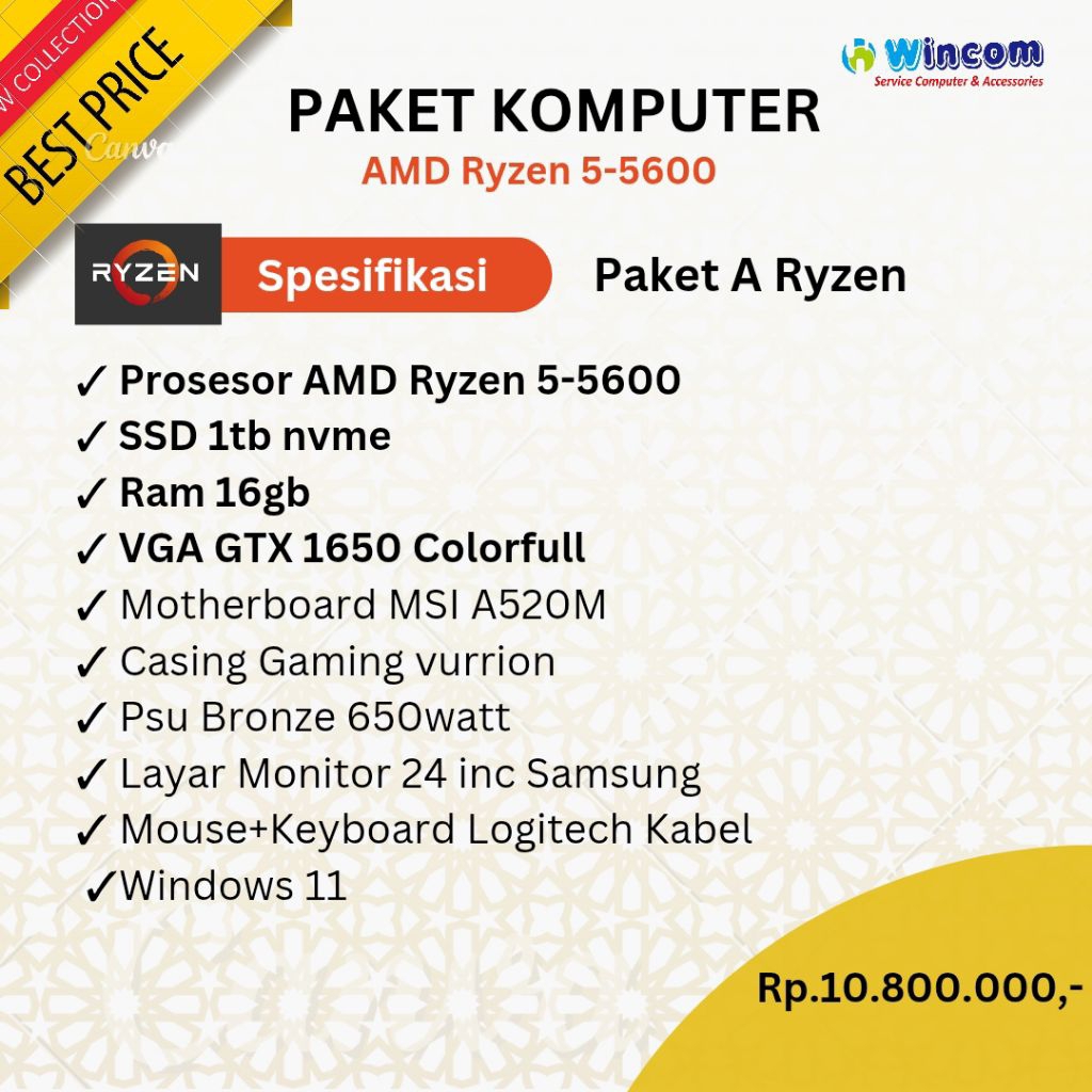 paket A komputer rakitan Ryzen