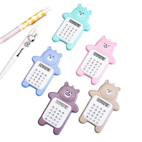 

BY Kalkulator Mini Karakter Beruang 8 Digit Portable Gantungan Tombol Karet Cute Bear
