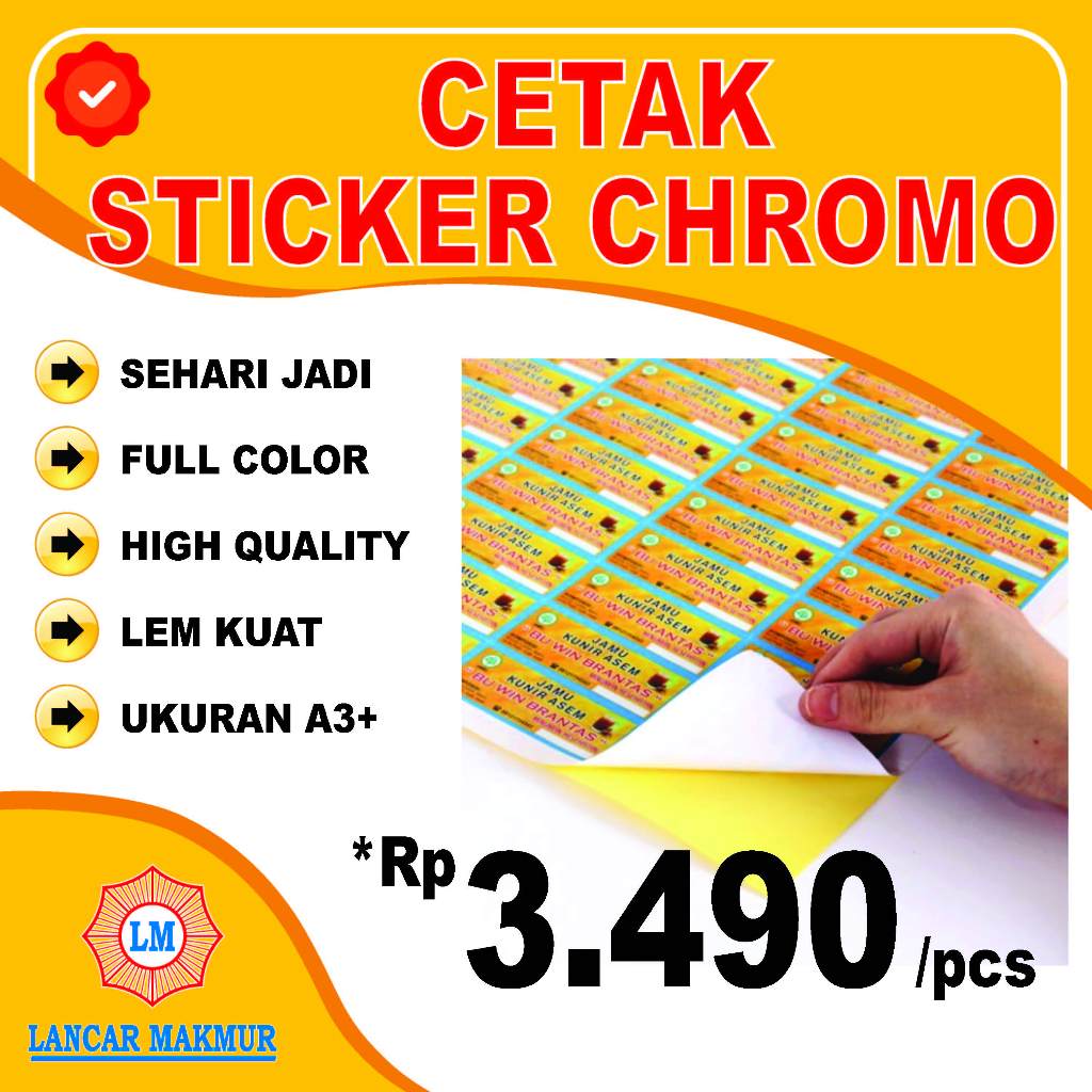 

Cetak Stiker Chromo Custom | Harga Murah | Kiss Cut&No Cut | Stiker Ekonomis Custom | Full Color