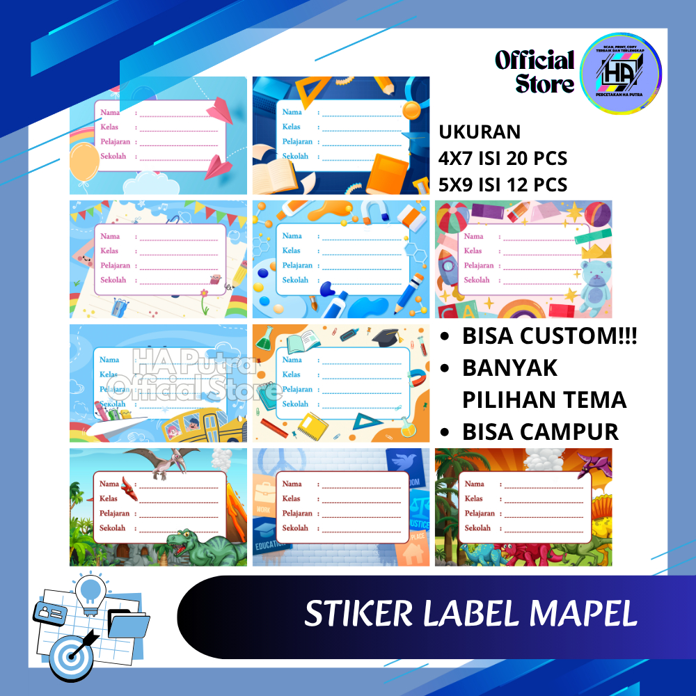 

[ Isi 20 Pcs ] Stiker Label Mapel Custom – Label Buku Mapel 4×7 cm & 5×9 cm | Label Mata pelajaran