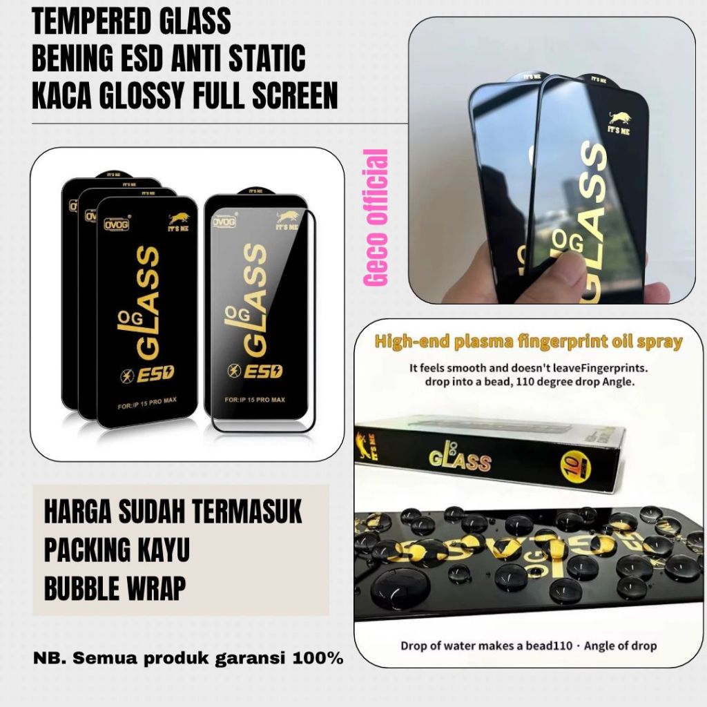 TG Tempered Glass ESD Anti Static Bening HD+ Premium REALME 6 7 8 9 9i 10 7i 8i C17 NOTE 50 60 60X