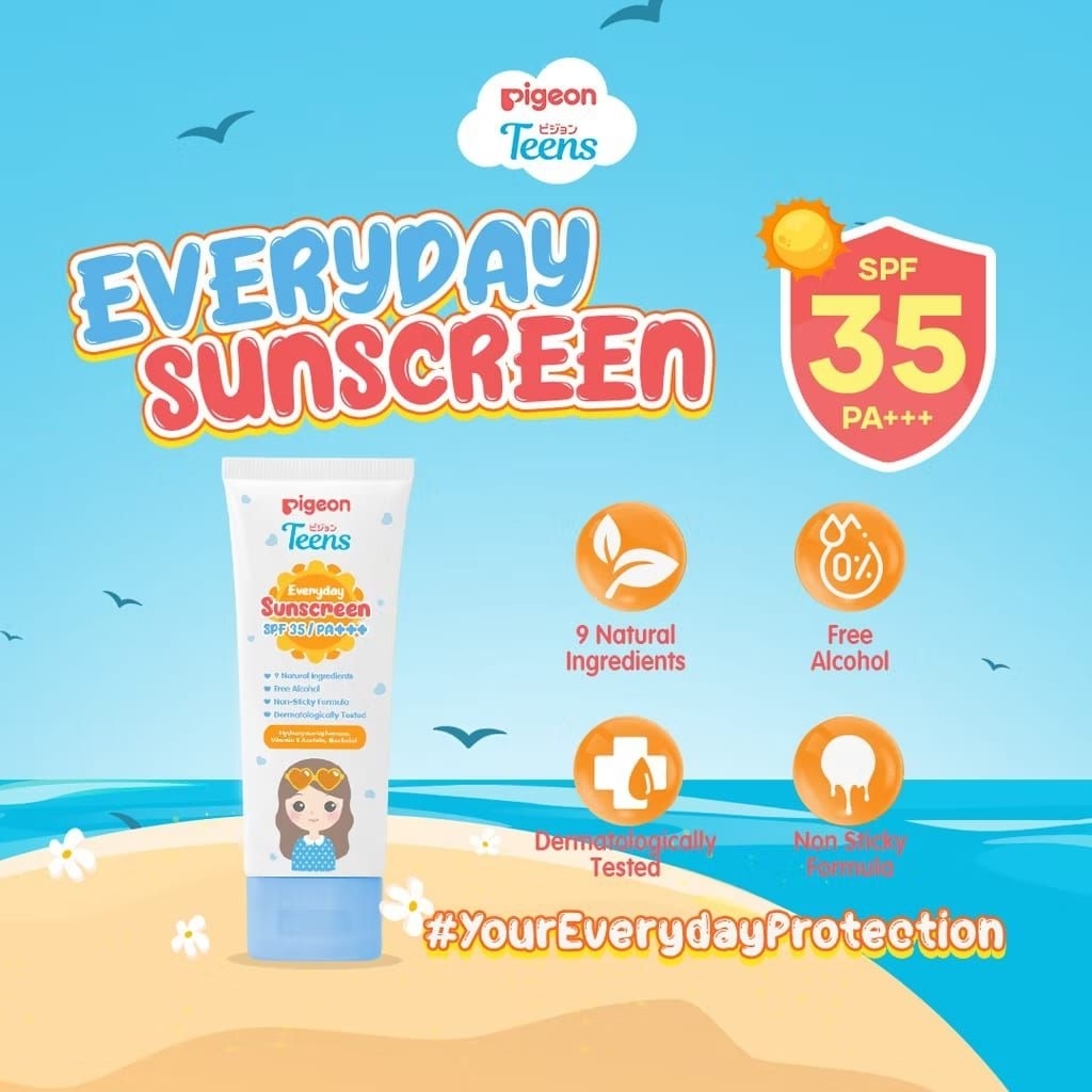 PIGEON TEENS EVERYDAY SUNSCREEN SPF 35/PA+++ 30ml | Sunscreen Remaja Real SPF | No Whitecast | Non S