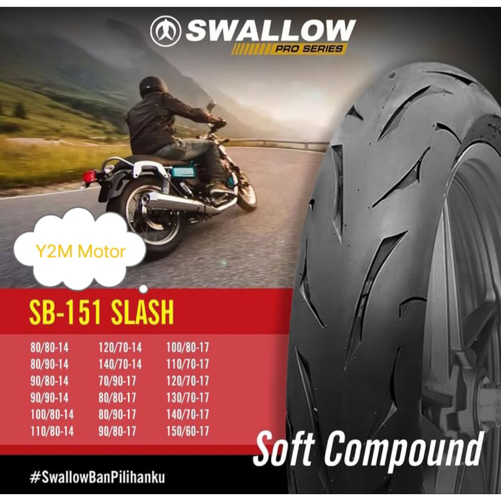 Ban Tubeless Soft compound Swallow slash (100/80-14, 90/90-14) for Vario 150/125/110/Beat Street/ Mi