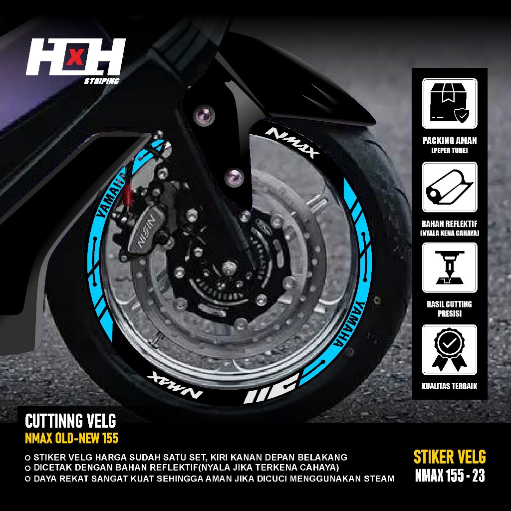(COD) Cutting Sticker Velg yamaha Nmax 155 turbo connected Stiker Lis Variasi Ban velk nyala 23