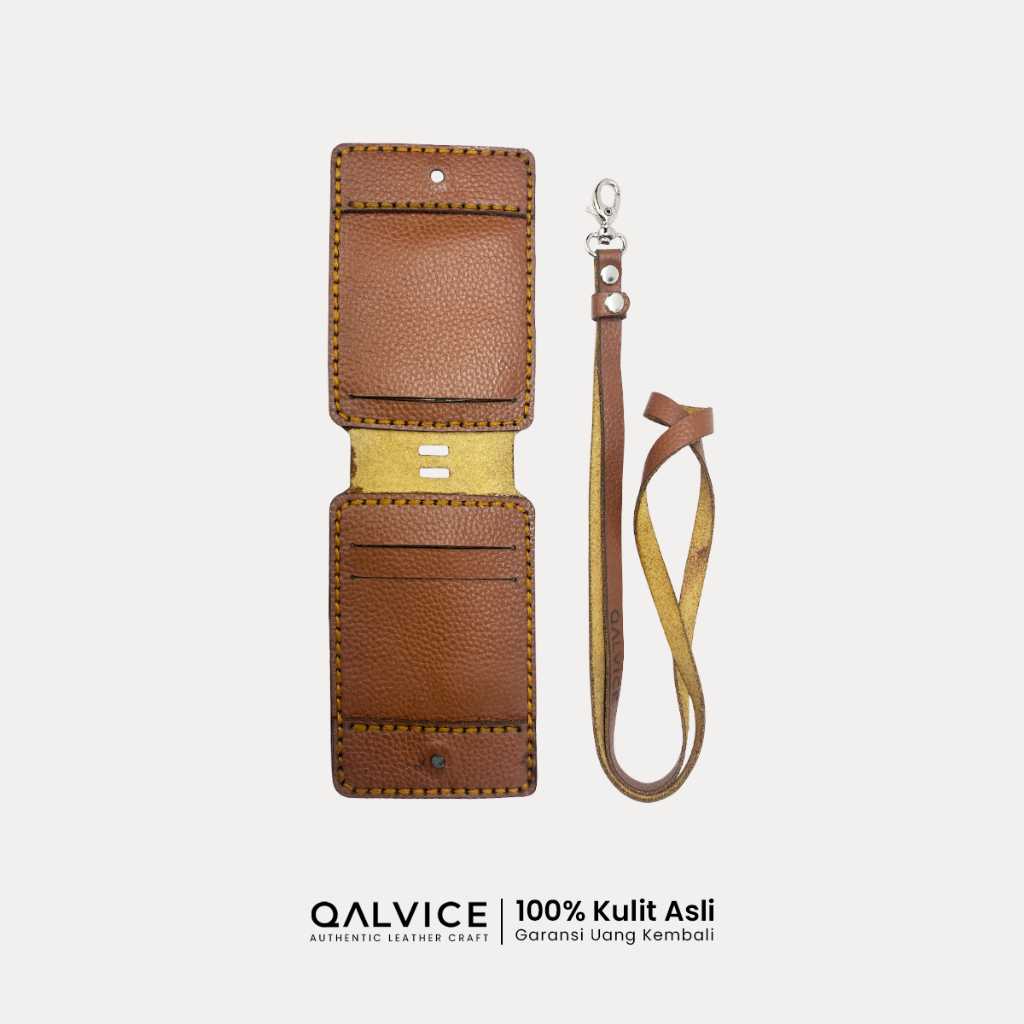 

QALVICE- ID Card Lanyard Name Tag Magnet Kulit Sapi Asli - Gratis Custom Desain Nama & Gambar