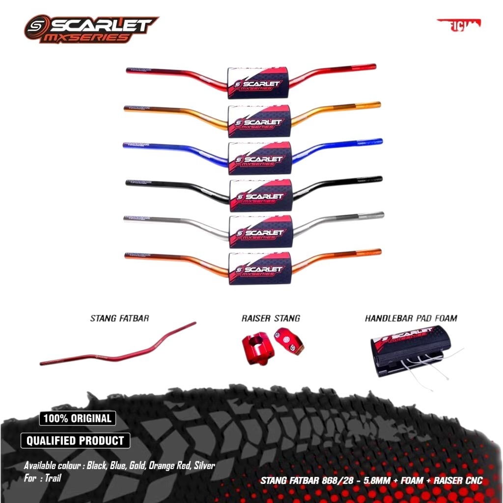 stang fatbar scarlet low plus busa raiser cnc crf klx wr nmax adv dll tebal 5,8mm