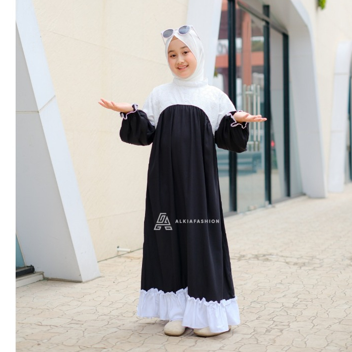 GAMIS ANAK QUINZA LONG DRESS ANAK PEREMPUAN BROKAT TANGGUNG TERBARU 2025 | UMUR 9-11-12-14 TAHUN 5 S