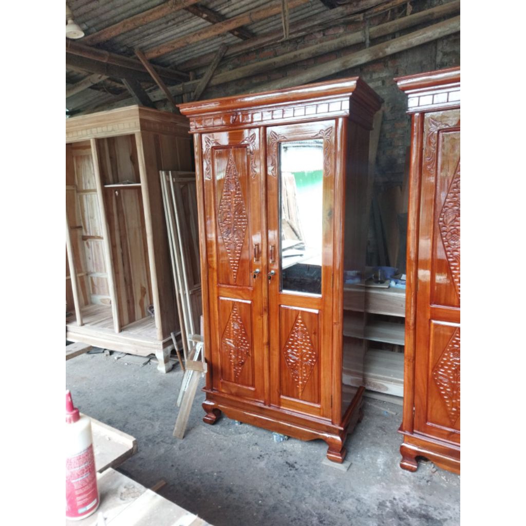 lemari kayu 2 pintu/ lemari anak/lemari baju/lemari pakaian
