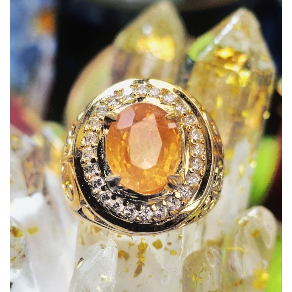 Cincin Batu Permata Yellow Safir Chatam Premium