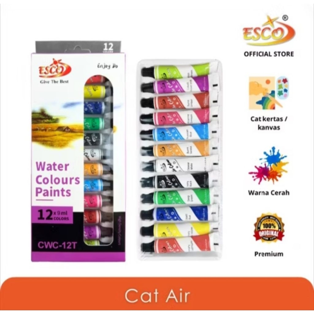 

Cat Air /cat watercolour Merk esco 12 Warna