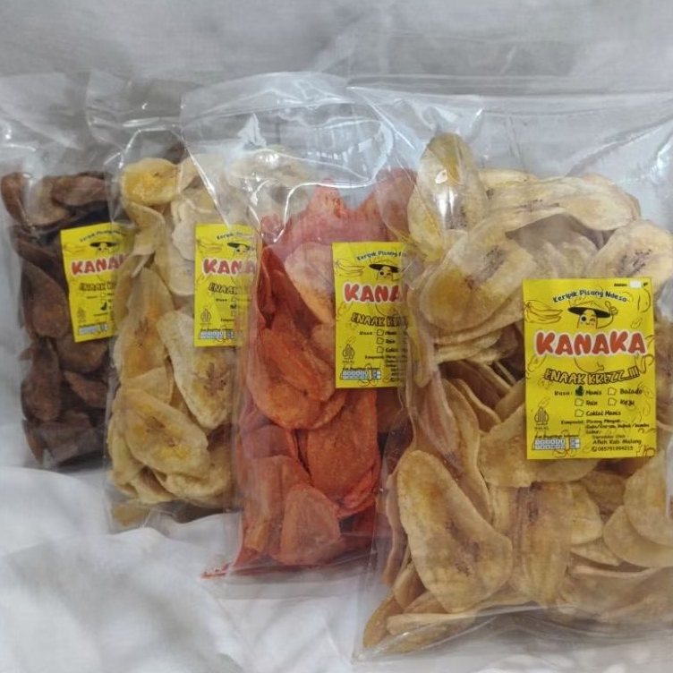 

KERIPIK PISANG NDESO "KANAKA" ENAK Krezz Dengan Berbagai Varian Rasa [Berat 250 gr]