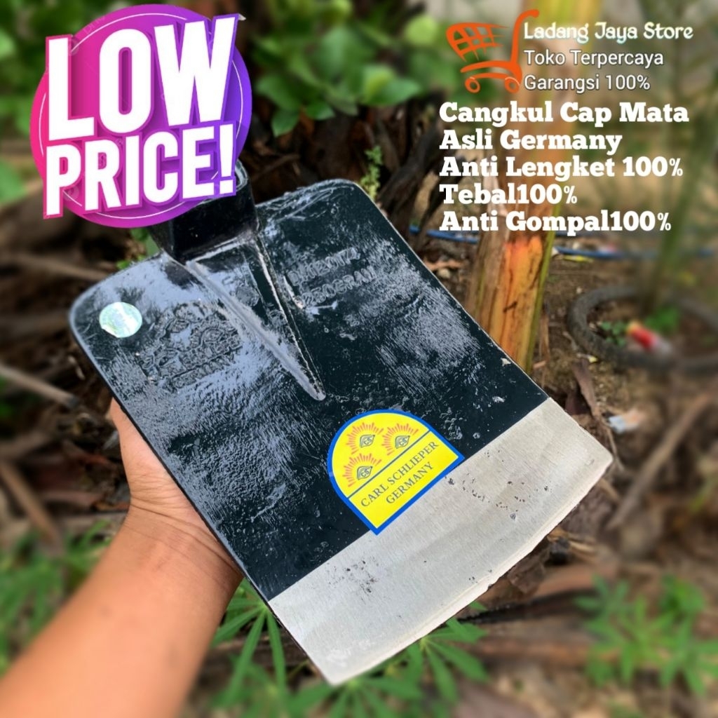 Cangkul Cap Tiga Mata Full Baja-Original Cangkul Import Germany -Cangkul Sawah Anti Lengket