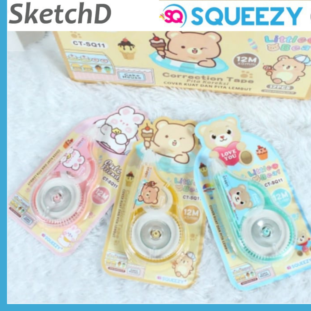 

Pita Koreksi Tip X 12 M Squeezy SQCT11 Correction Tape Tipe X Lucu
