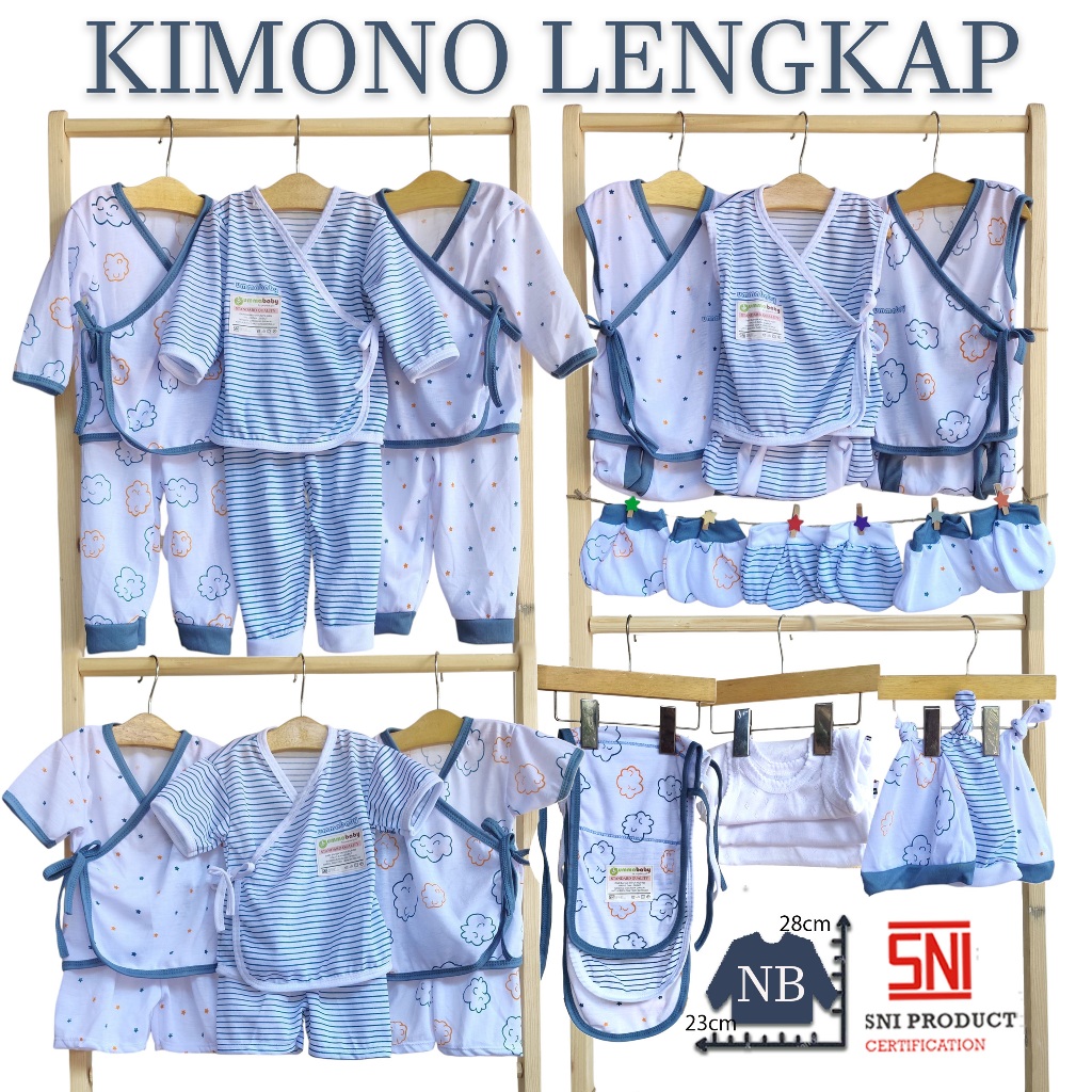 Paket 39 pcs Set Lengkap Baju Bayi Kimono Tali Setelan Outfit Baby OOTD SNI Topi Sarung Tangan Kaki 