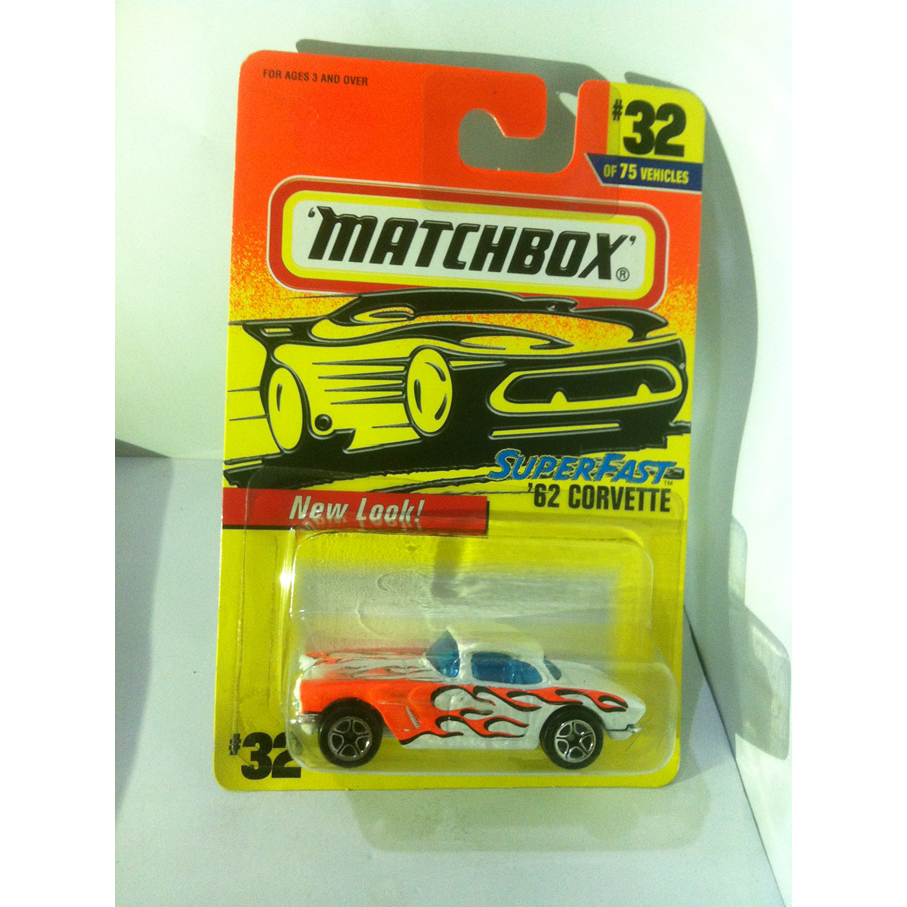 Matchbox. 1997 1-75 Series - 32. 62 Corvette 1962. White Split5Spoke USA by MATTEL