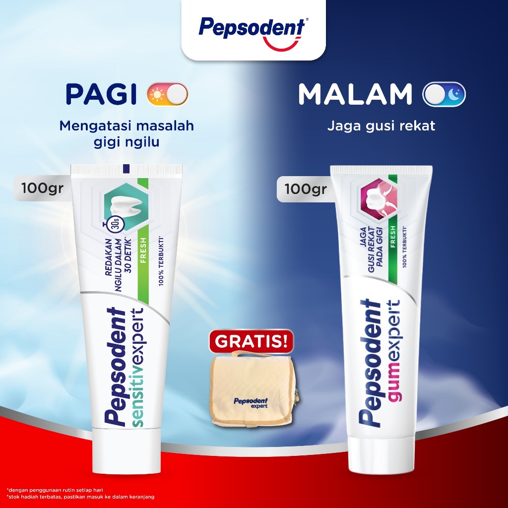 Pepsodent Day and Night Set - Pasta Gigi Sensitive Expert dan Gum Expert