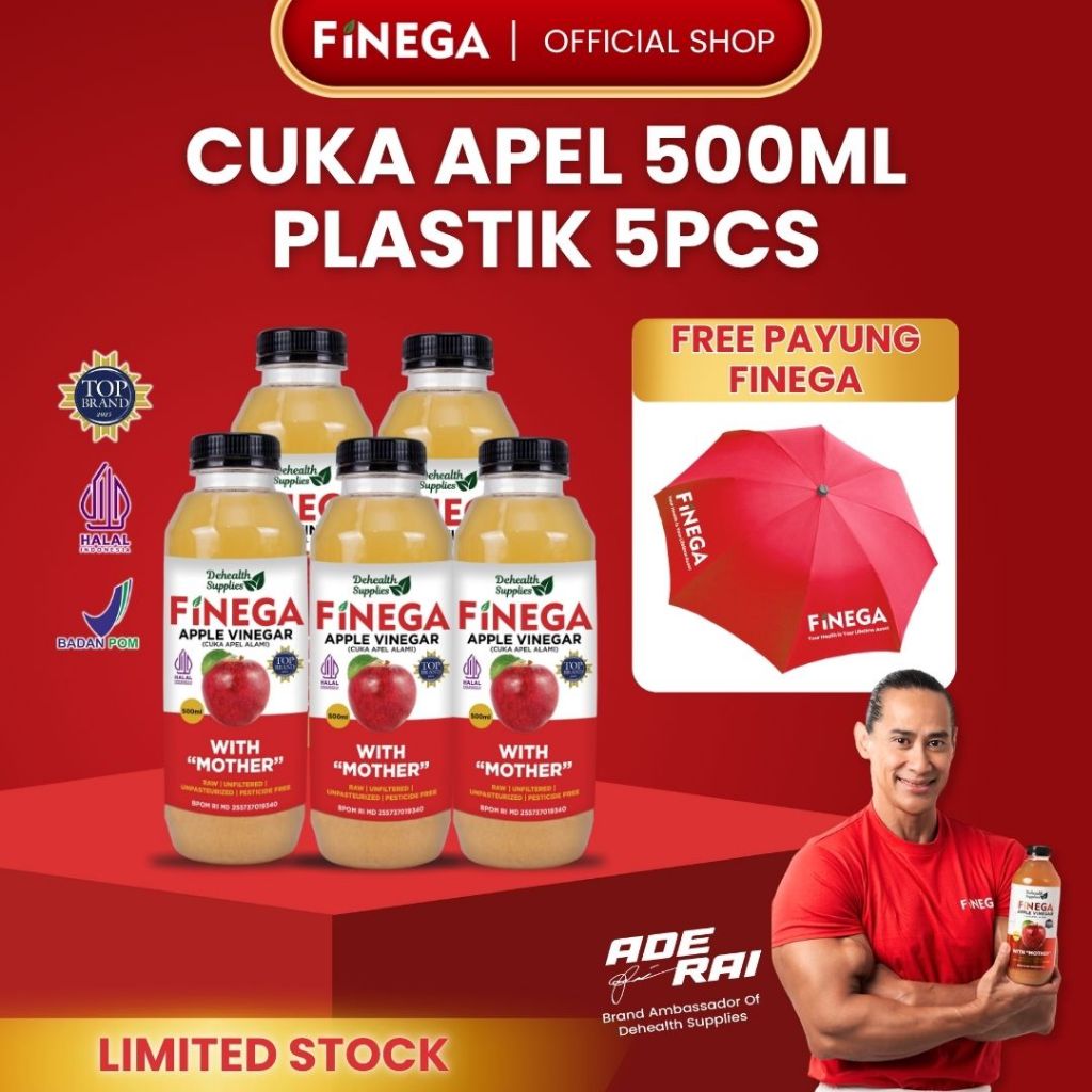 

(CUCI TIME) BUNDLING 5 PCS CUKA APEL 500ML PLASTIK FREE PAYUNG FINEGA