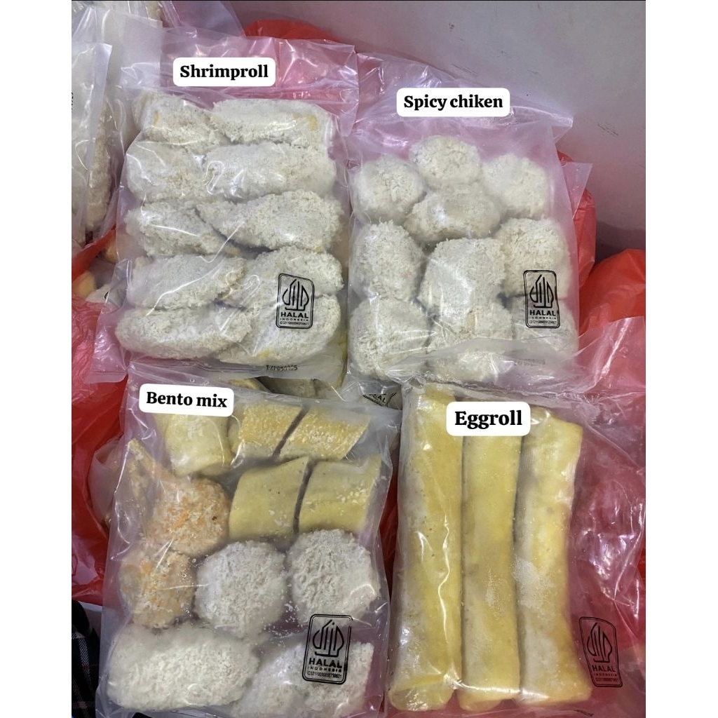 

ala bento enak Shrim roll, Spicky chiken, bento mix, Egg roll