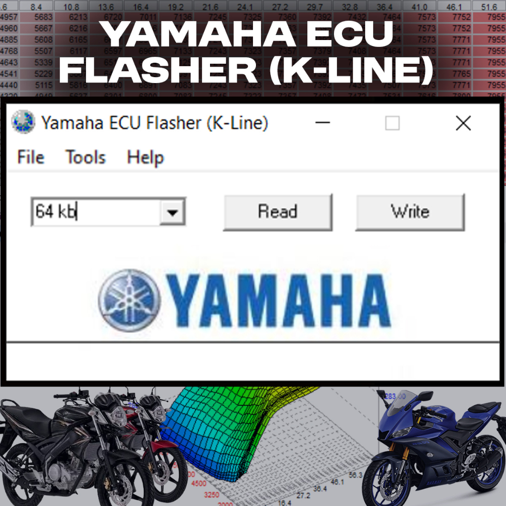 SOFTWARE REMAP YAMAHA ECU FLASHER + FILE BIN XDF VIXION OLD & R25