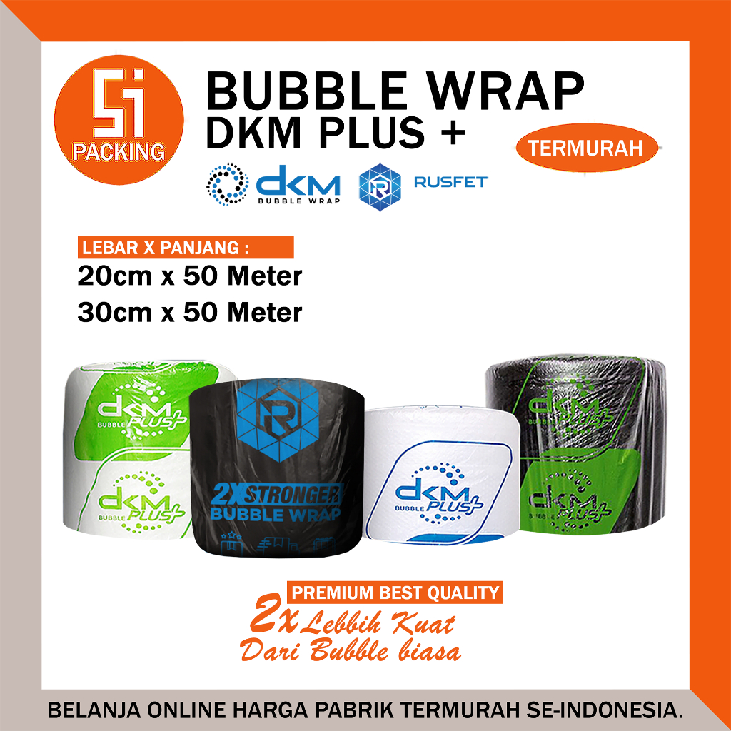 

Plastik Bubble Wrap DKM Potongan 30cm 40cm 20cm x 50m Warna Putih Bening & Hitam
