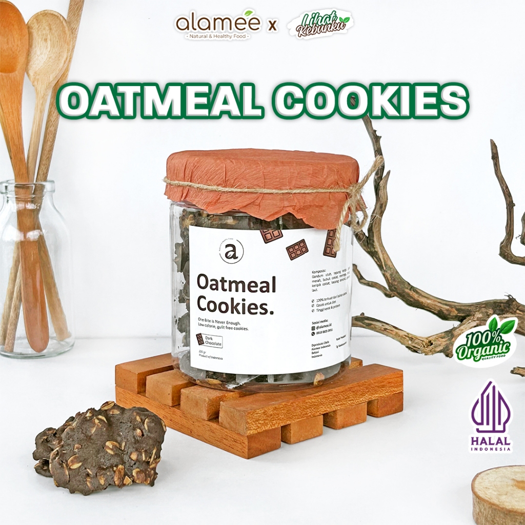 

ALAMEE Cookies Oatmeal - Dark Chocolate Cemilan Diet Healthy Snack Sehat Oat 225gr LIHAT KEBUNKU