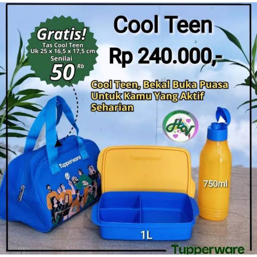 Cool teen Lunch set Tupperware Free bag / tempat bekal set tupperware / paket tempat makan tupperwar
