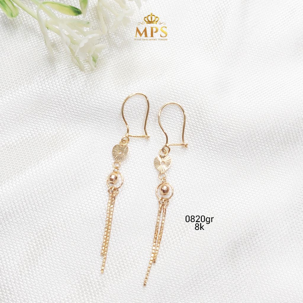 puterasokaraja NEW COLLECTION ANTING PANJANG RANTAI EMAS ASLI KADAR 8K/375% TOKO EMAS PUTERA SOKARAJ