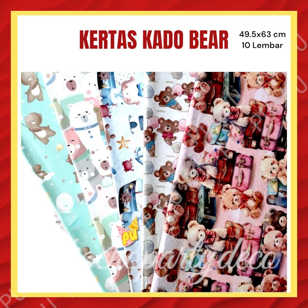 

KERTAS KADO BEAR ISI 10 / Kertas Kado TEDDY BEAR