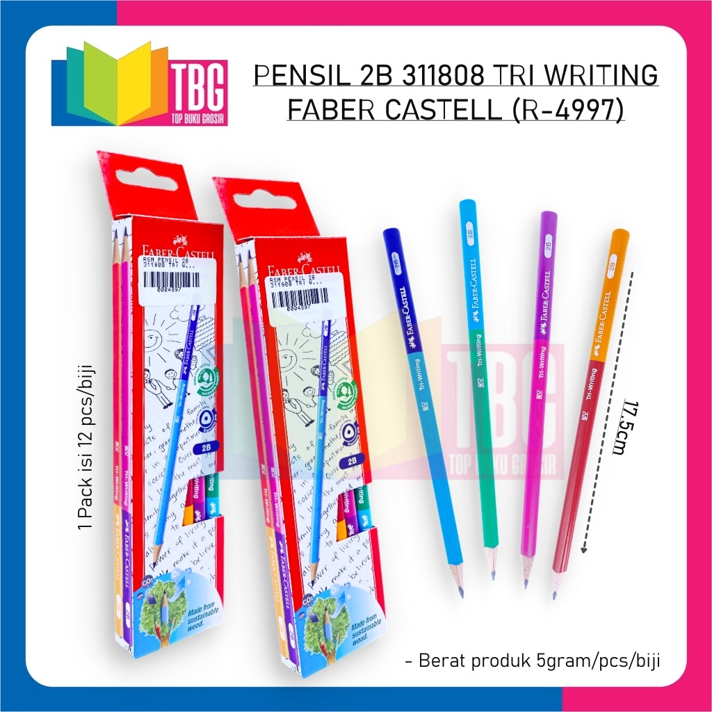 

1 PCS PENSIL 2B 311808 TRI WRITING FABER CASTELL / PENSIL TRIANGLE / PENSIL SEGITIGA (R-4997)