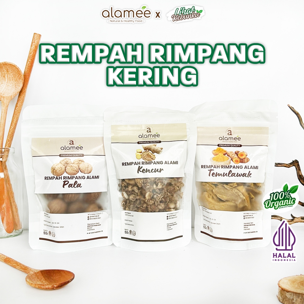 

ALAMEE Bumbu Dapur Rempah Kering 50gr Temulawak Jahe Kapulaga Ketumbar Lengkuas LIHAT KEBUNKU