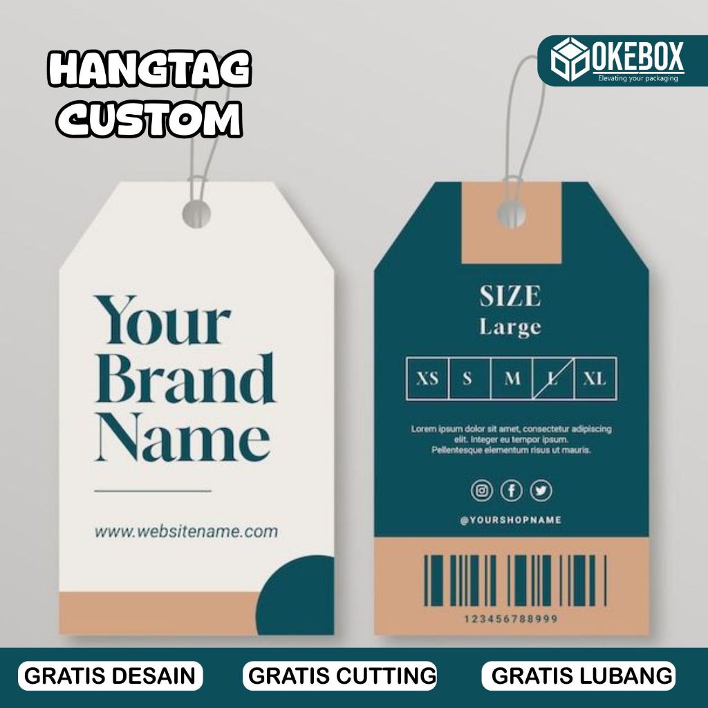 

60 pcs Hangtag tag handtag hantag label baju custom nama harga jualan okebox HT 4
