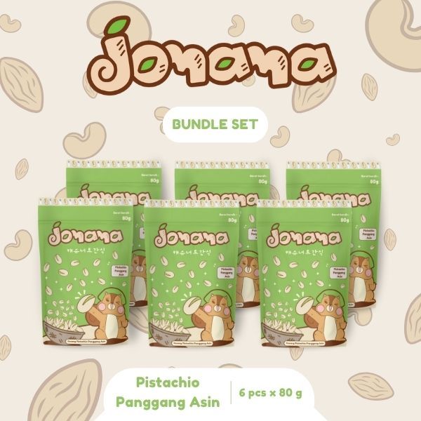 

Jomama - BUNDLE 6pcs Kacang Mede Rasa Pistachio Panggang Asin 80gr Snack Cemilan Jajanan