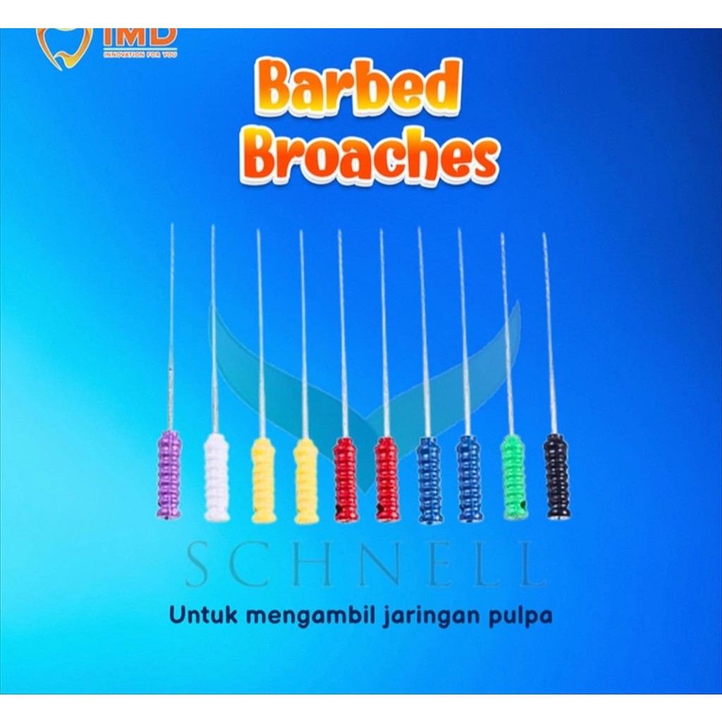 IMD Original Barbed Broaches with Jarum Ekstirpasi - 21,25 mm (10 pcs) Endodontik Set