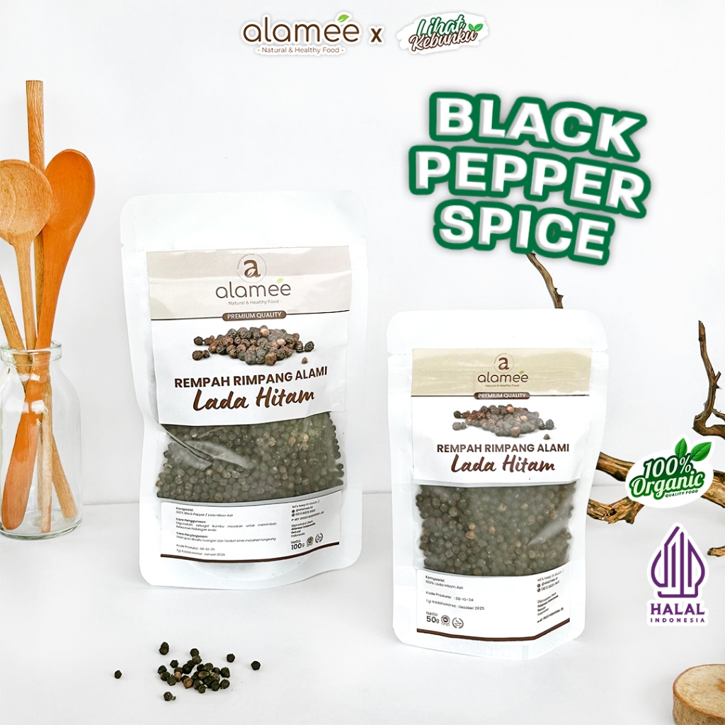 

ALAMEE Lada Hitam Biji Organik Utuh Whole Black Pepper Blackpepper Rempah Rimpang Organik Alami LIHAT KEBUNKU