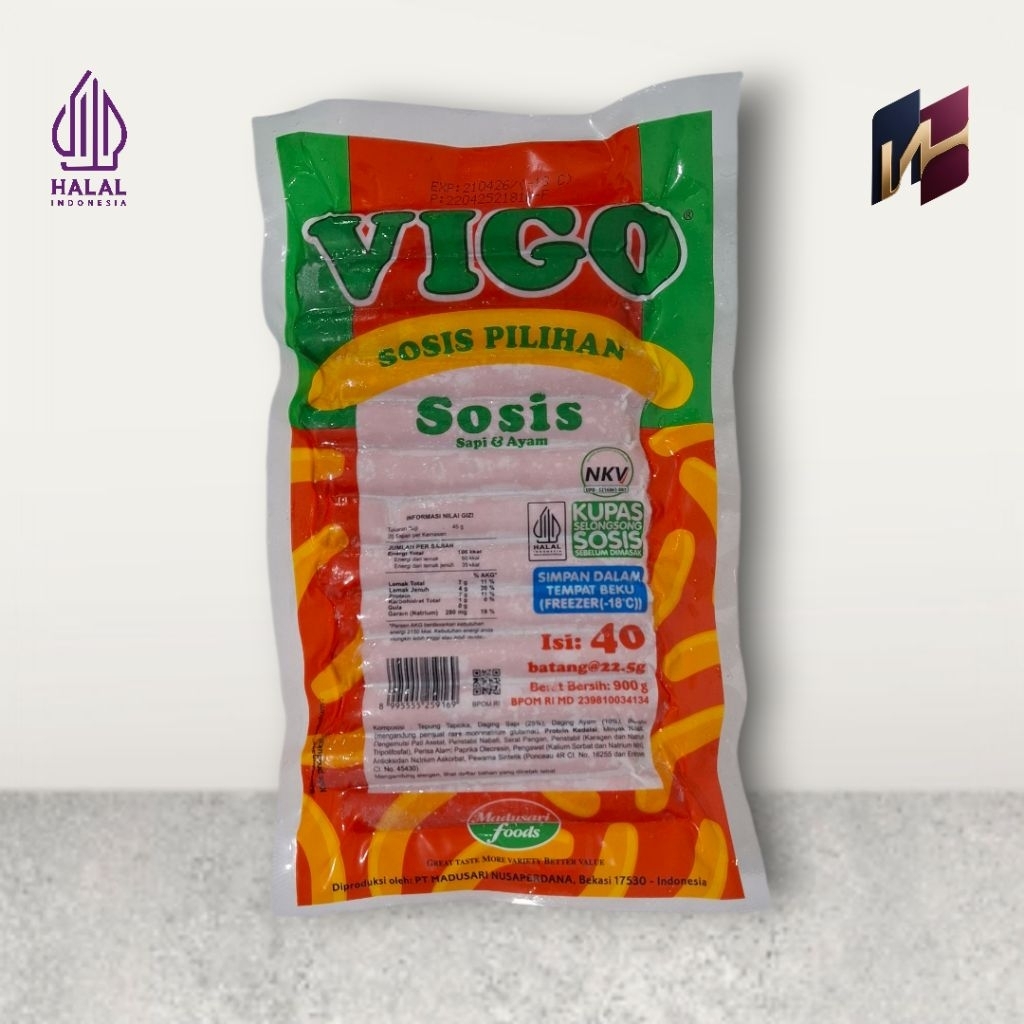 

VIGO Sosis Sapi & Ayam 900gr Isi 40 – Sosis Frozen Kupas – Untuk Goreng, Bakar, Sate