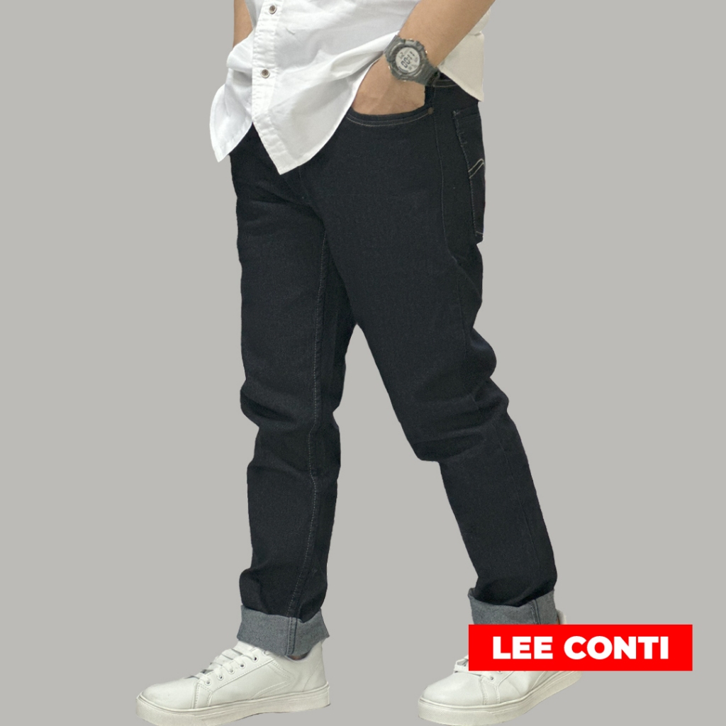 Celana Panjang Jeans Pria Basic Stretch Warna Garment LEE CONTI Ori Asli