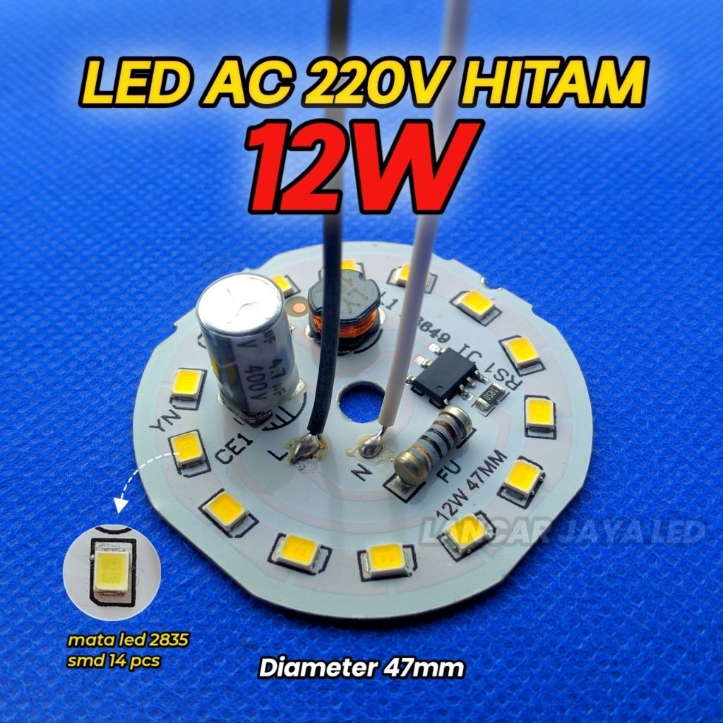 Modul PCB Led Ac Kode Hitam 12w