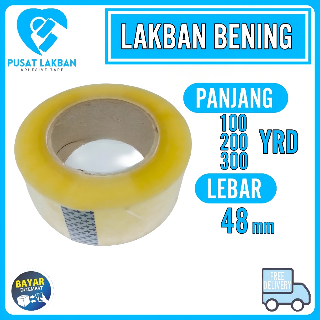 

Lakban Bening 48mm x 200yard 6 Roll / Isolasi 100yard / Selotip 300yard