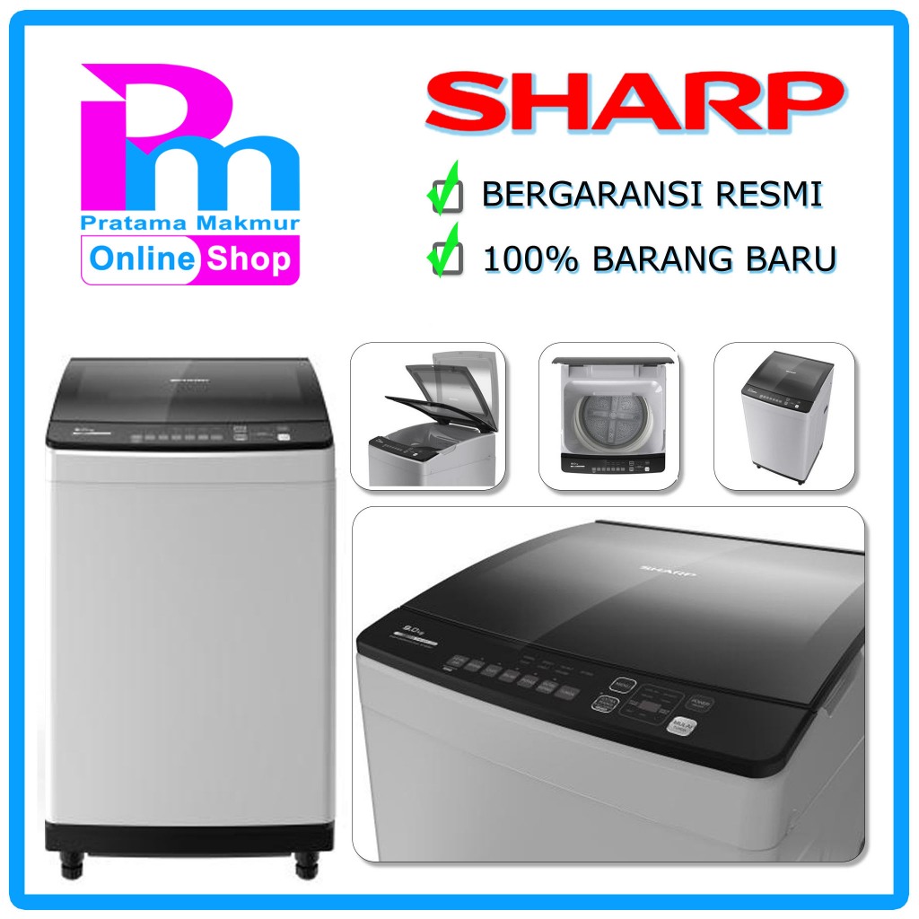 SHARP Mesin Cuci 9 KG Top Loading ES-M9000T-GG