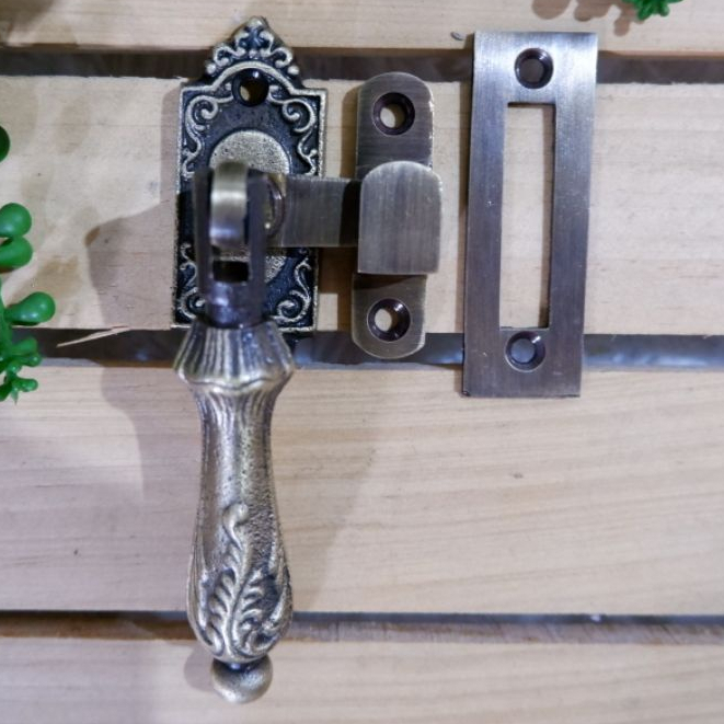 Kunci Slot Pintu Jendela Kuningan Antik Rambuncis Kuningan Antik