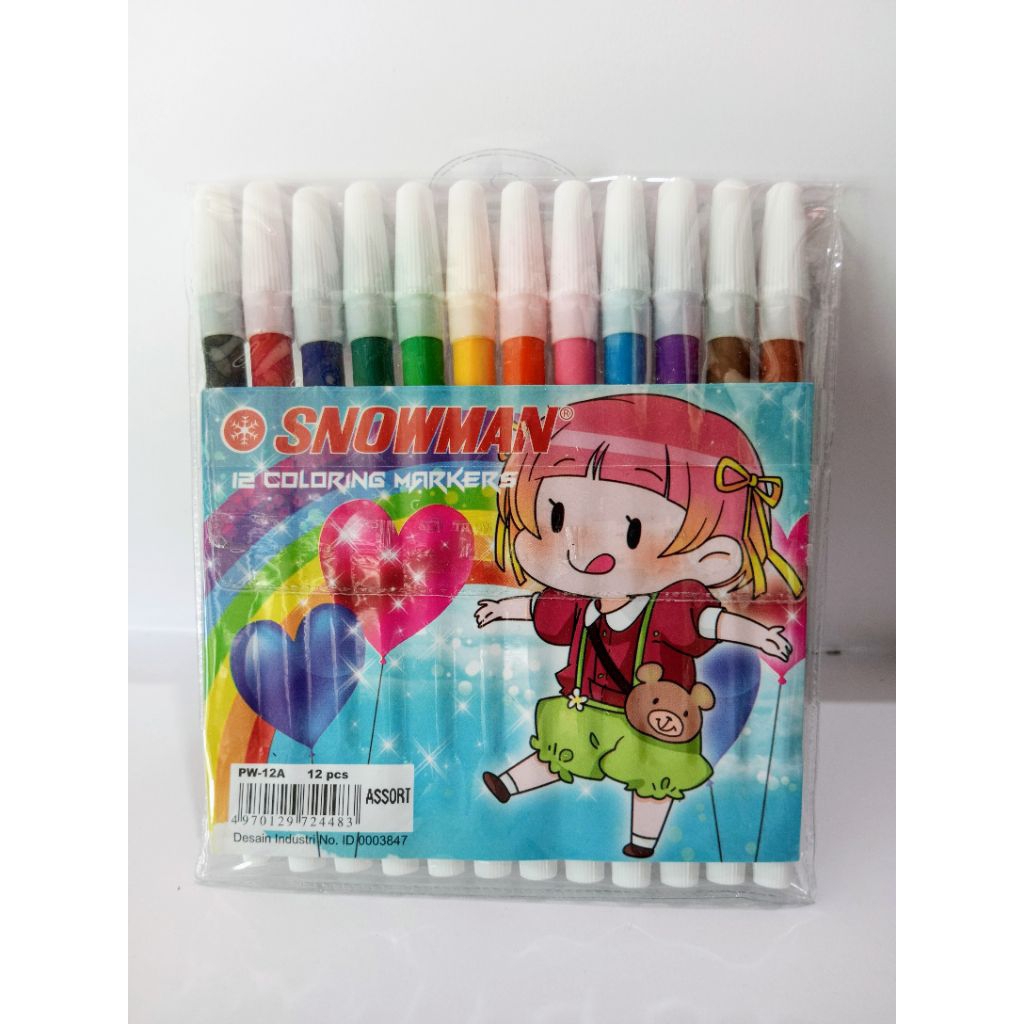 

Spidol snowman kecil 1 set isi 12 warna